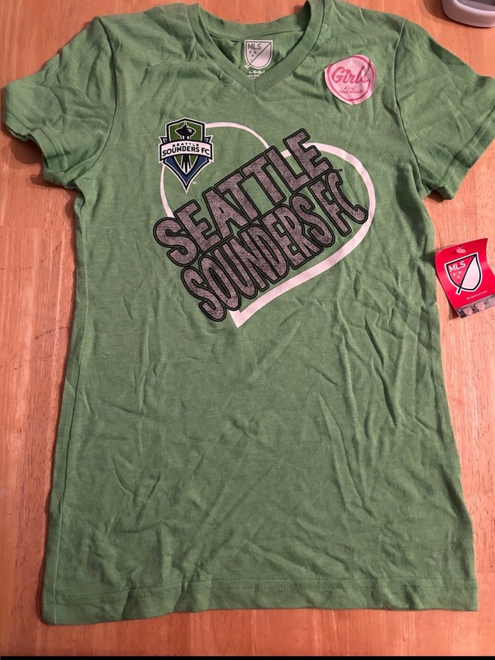 Girls kid youth large 14 seattle sounders green tshirt